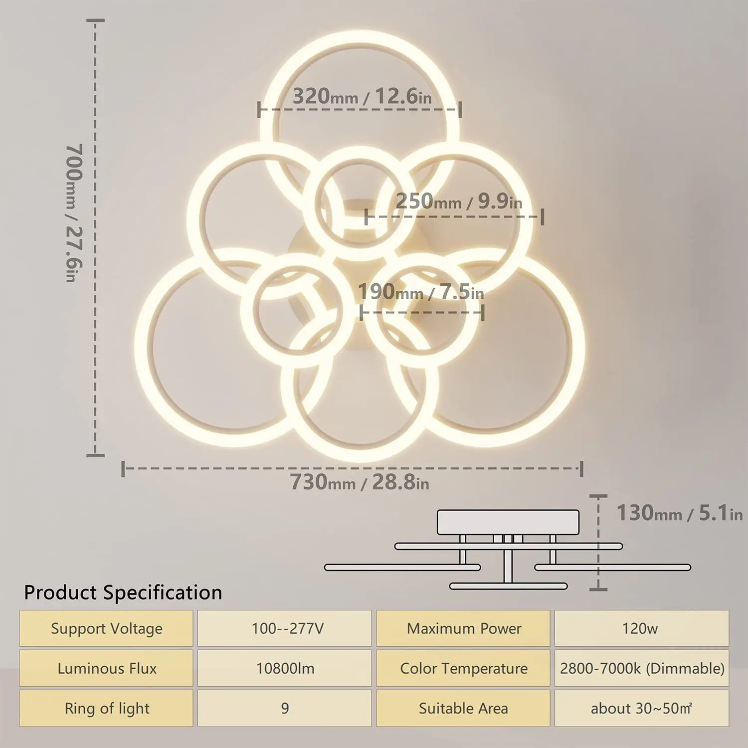Modern LED Ceiling Chandelier Lights Ring