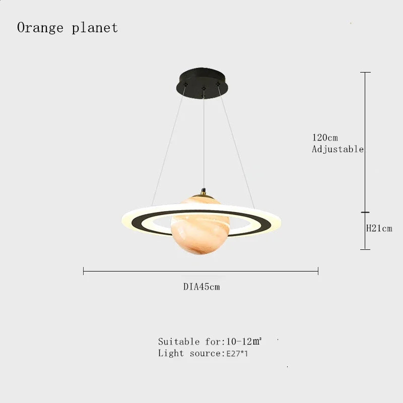 Modern LED Acrylic Planet Pendant Light Children Room Space Star Chandeliers Living Bedroom Kitchen Indoor Hanging Lighting