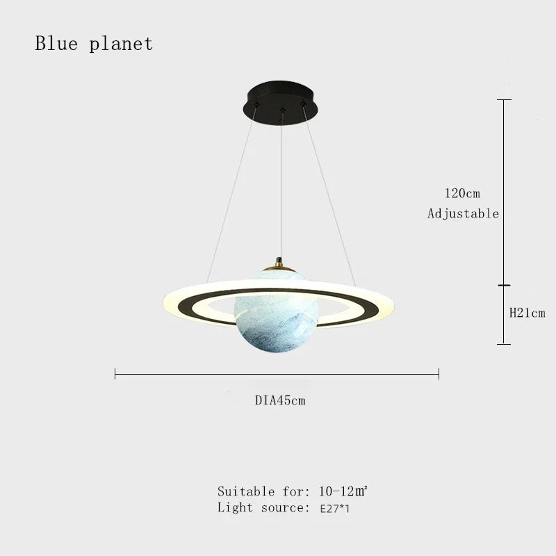 Modern LED Acrylic Planet Pendant Light Children Room Space Star Chandeliers Living Bedroom Kitchen Indoor Hanging Lighting