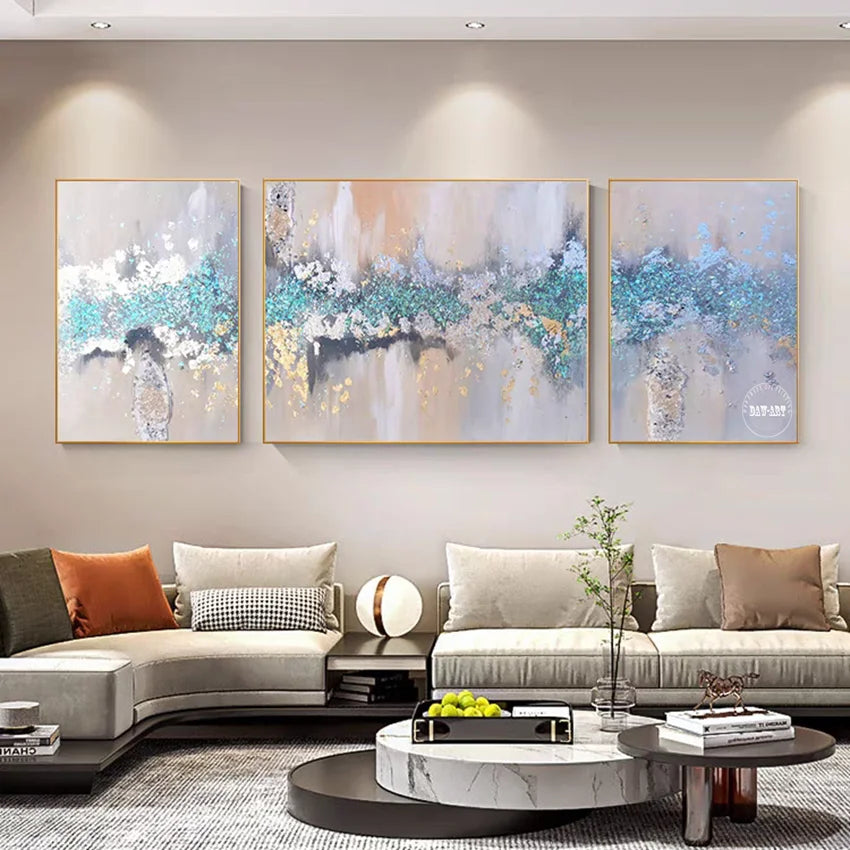 Modern Abstract Golden Mountain Landscape Oil Paintings