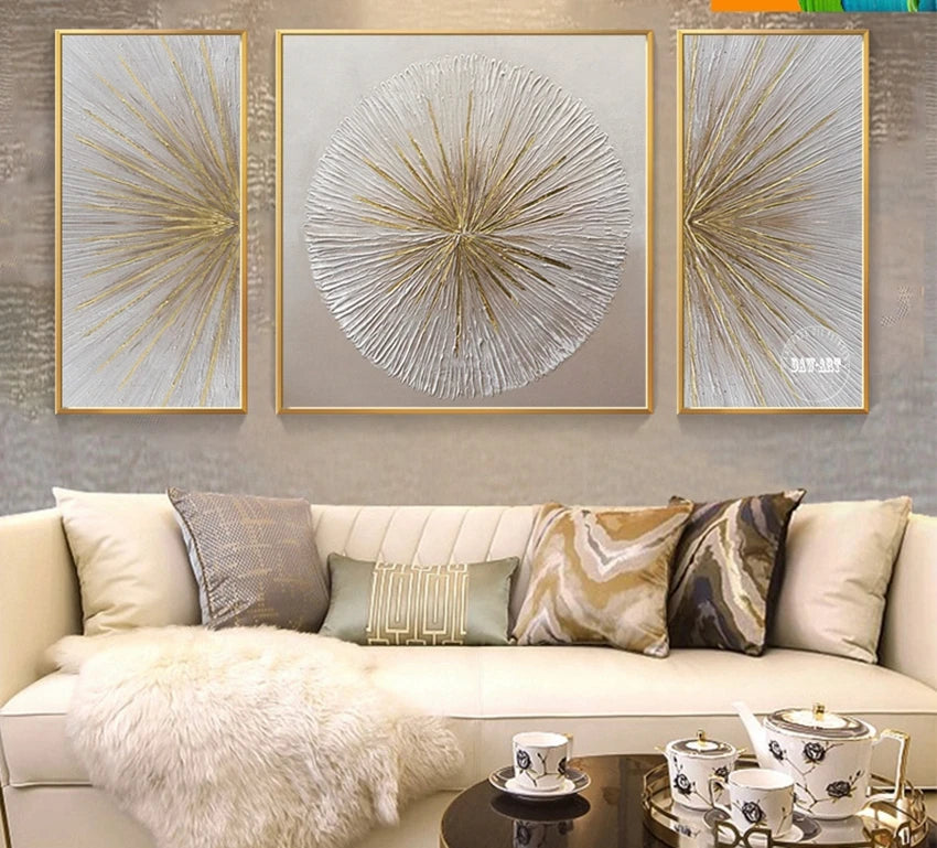 Modern Abstract Golden Mountain Landscape Oil Paintings