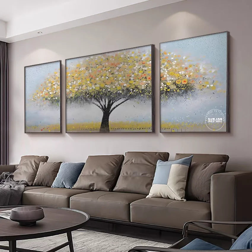 Modern Abstract Golden Mountain Landscape Oil Paintings