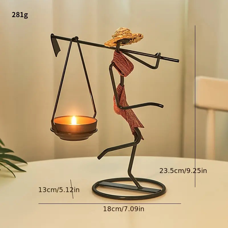 Abstract Iron Art Figure Candle Holder
