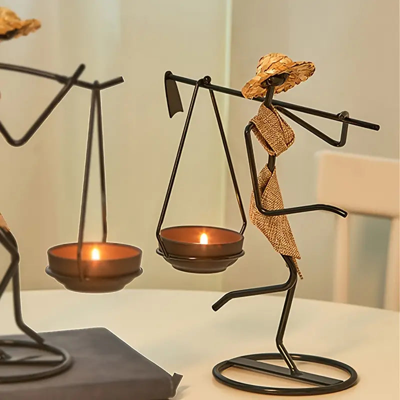 Abstract Iron Art Figure Candle Holder