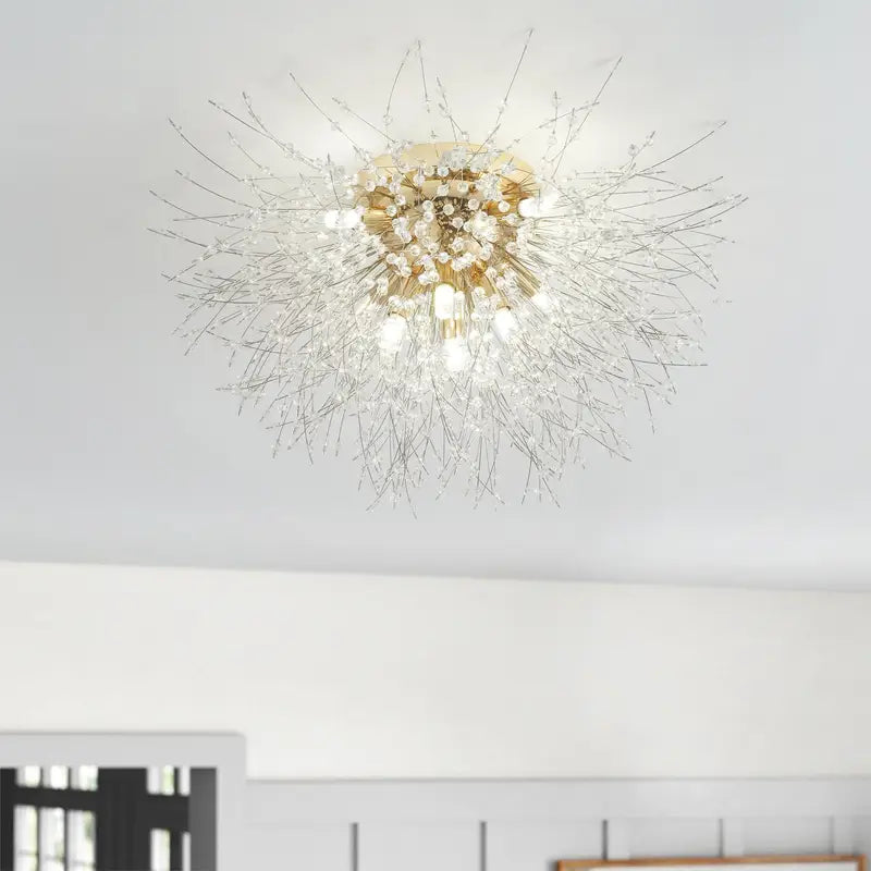 Unique 8-Lights Dandelion Flush Mount Ceiling Lamp