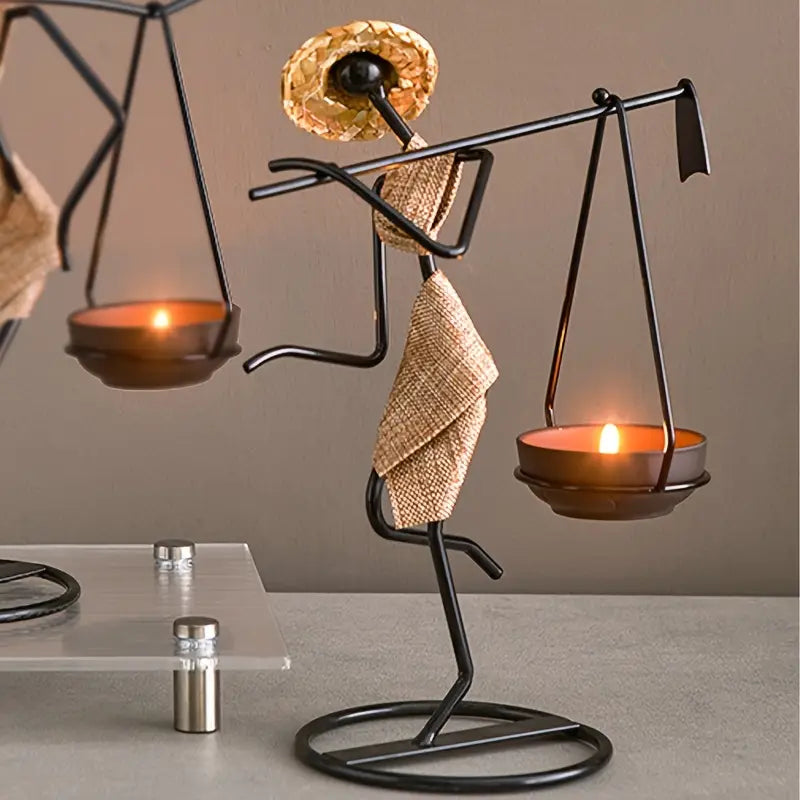 Abstract Iron Art Figure Candle Holder