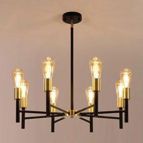 Black and Gold Chandelier,8 Light Chandeliers for Dining Room Light Fixtures Over Table,41.3 Inch Height Adjustable Farmhouse