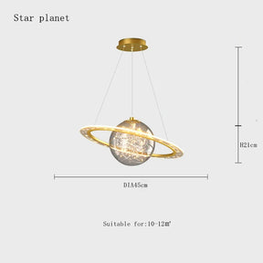 Modern LED Acrylic Planet Pendant Light Children Room Space Star Chandeliers Living  Bedroom Kitchen Indoor Hanging Lighting