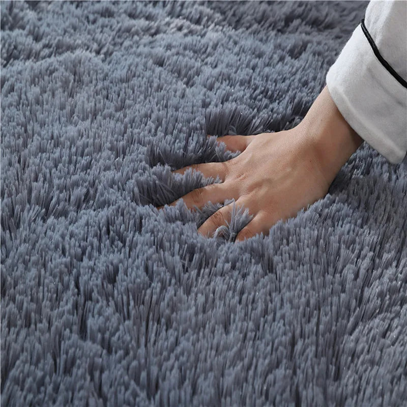 Grey Fluffy Non-Slip Carpet