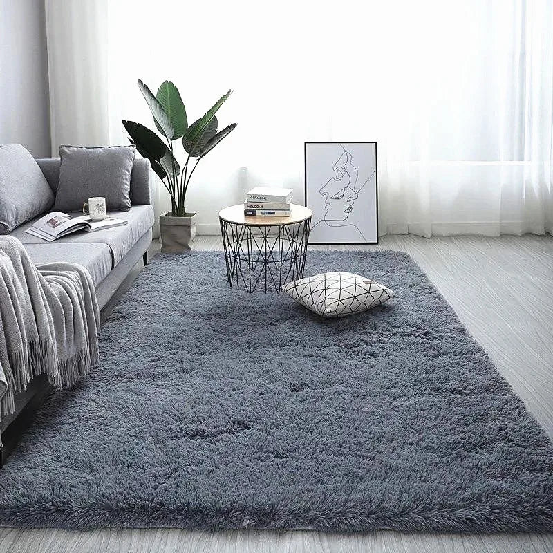 Grey Fluffy Non-Slip Carpet