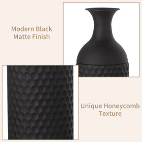 Modern 27" Black Metal Floor Vase Set
