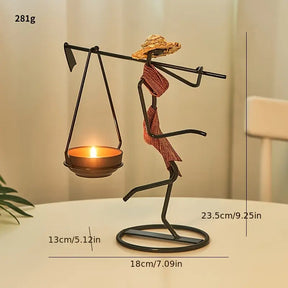 Abstract Iron Art Figure Candle Holder