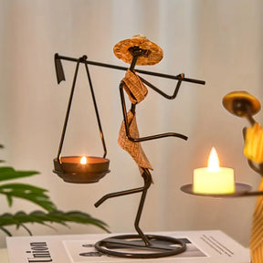 Abstract Iron Art Figure Candle Holder